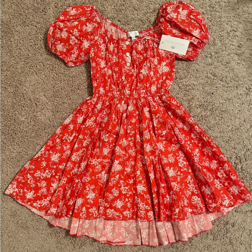 Caroline Constas Cherry Red Bardot Dress